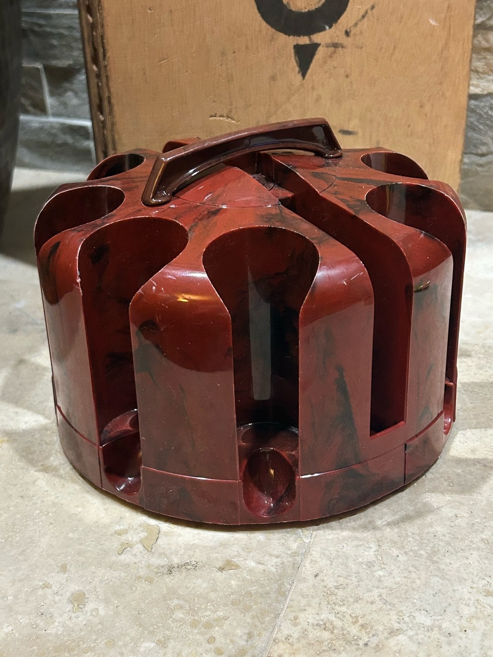 vintage Bakelite or Catalin Marbled plastic poker chip caddy